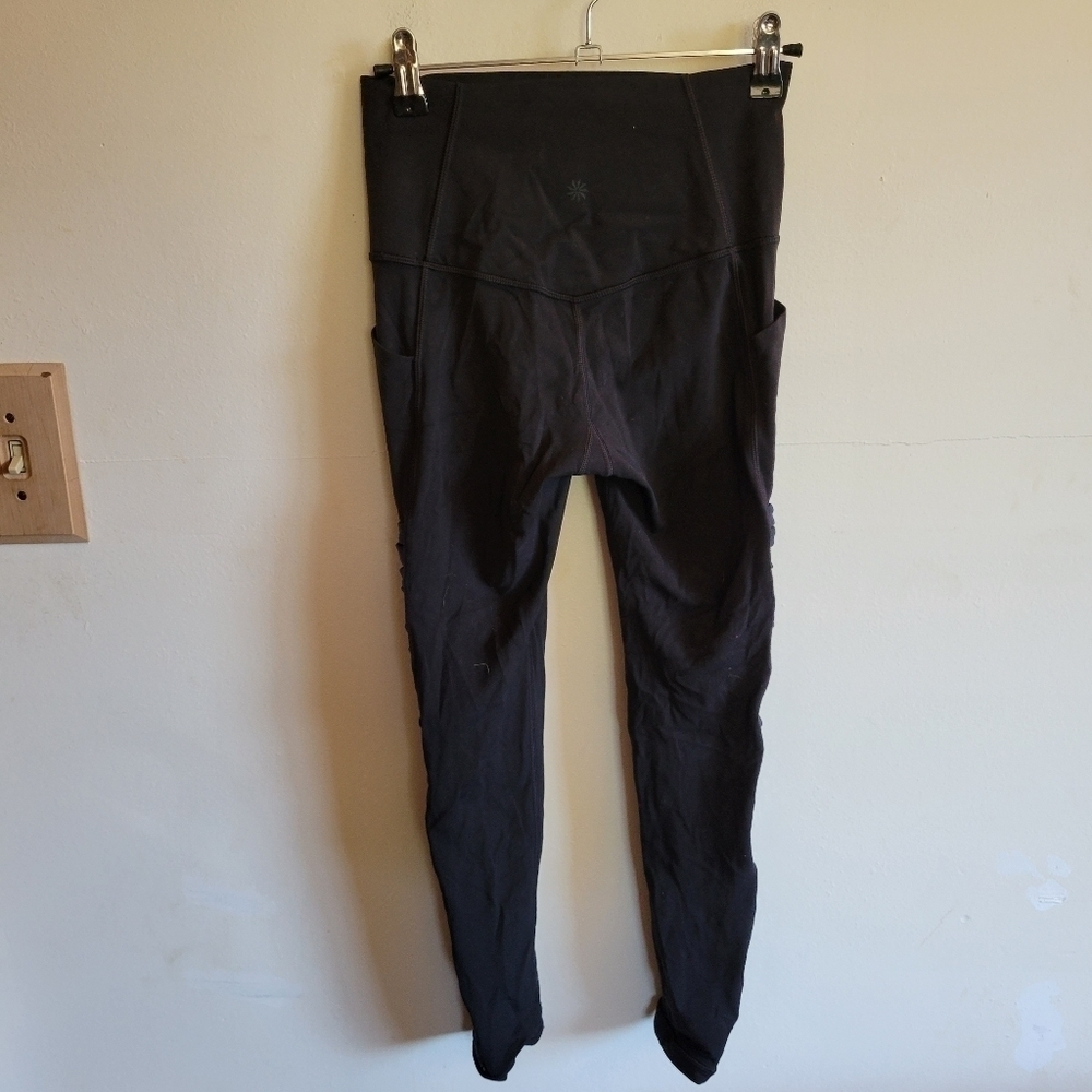 Athleta Salutations 7/8 Tight in Powervita Legging Cropped Black Blue XS Extra S - Picture 9 of 10